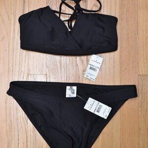 Patagonia KUPALA Bikini Swimsuit Top and SUNAMEE Bottom Size L Black NWT